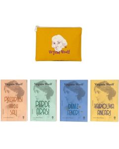 Sarı Eskitme Desenli Clutch Cüzdan Hediyeli Virginia Woolf Seti - 4 Kitap Takım