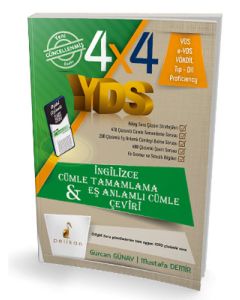 4x4 YDS Seti 1. Kitap - İngilizce Cümle Tamamlama ve Eş Anlamlı Cümle  Çeviri 