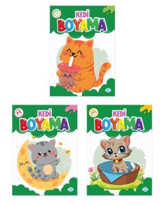 Kedi Boyama Seti - 3 Kitap Takım