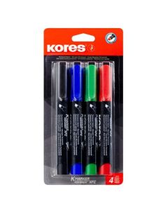 Kores Permanent Yuvarlak Uçlu Kalem 4'lü Blister