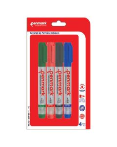 Penmark Permanent Marker Yuvarlak Uç 4 lü Vakumlu Blisterli Set