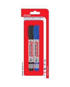 Penmark Permanent Marker Yuvarlak Uç 2 Li Vakumlu Blister Siyah-Mavi