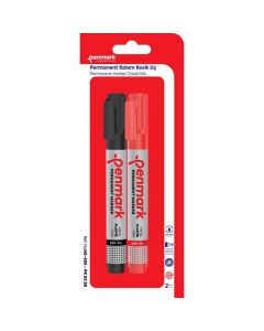 Penmark Permanent Marker Kesik Uç  2 Li  Blister Kırmızı-Siyah