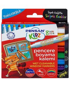 Pensan Kidz Temizlenebilir 8 Renk Pencere Markör Kalem