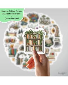 Kitap ve Bitkiler Sticker Seti