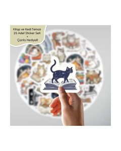Kitap ve Kedi Sticker Seti