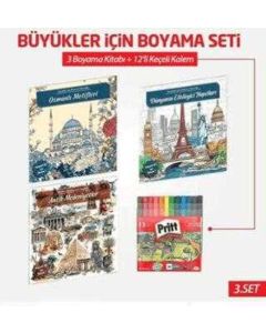 NTT 3 Kitap + Boyama Kalemi Büyükler İçin Boyama 3. Set