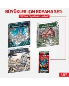 NTT 3 Kitap + Boyama Kalemi Büyükler İçin Boyama 1. Set