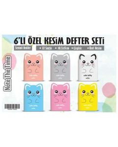 NTT - Özel Kesim Defter - 6`lı Set Sevimli Kediler