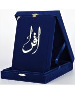 Kur’an-ı Kerim - Orta Boy Kadife Kutulu Koyu Mavi (Ciltli)